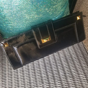 BECKON Genuine Patent Leather Clutch - BLACK